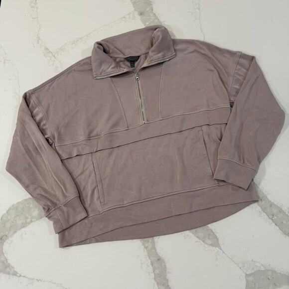 Danskin Tops - Danskin Scuba Half Zip Athletic Pullover Sweater Women's Medium Taupe Athleisure